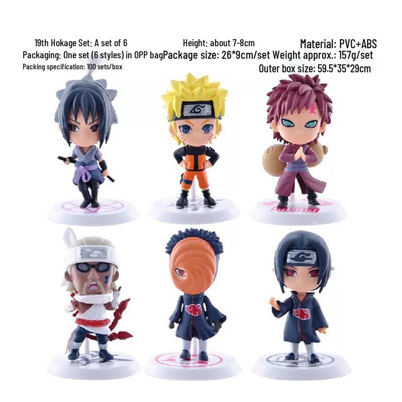 Naruto 19th Gen 6-Piece Figure Set: 18th Gen Styles Featuring Sasuke, Naruto & Gaara Models