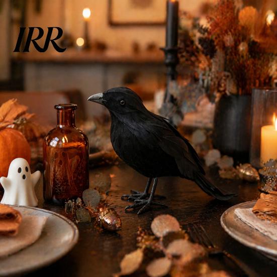 Uccelli Neri Artificiali Corvo Realistico Decorazione di Halloween, Statuetta Corvo Piumata Realistica Prop Accessori per Eventi a Tema per Casa Infestata, Ornamento Uccello