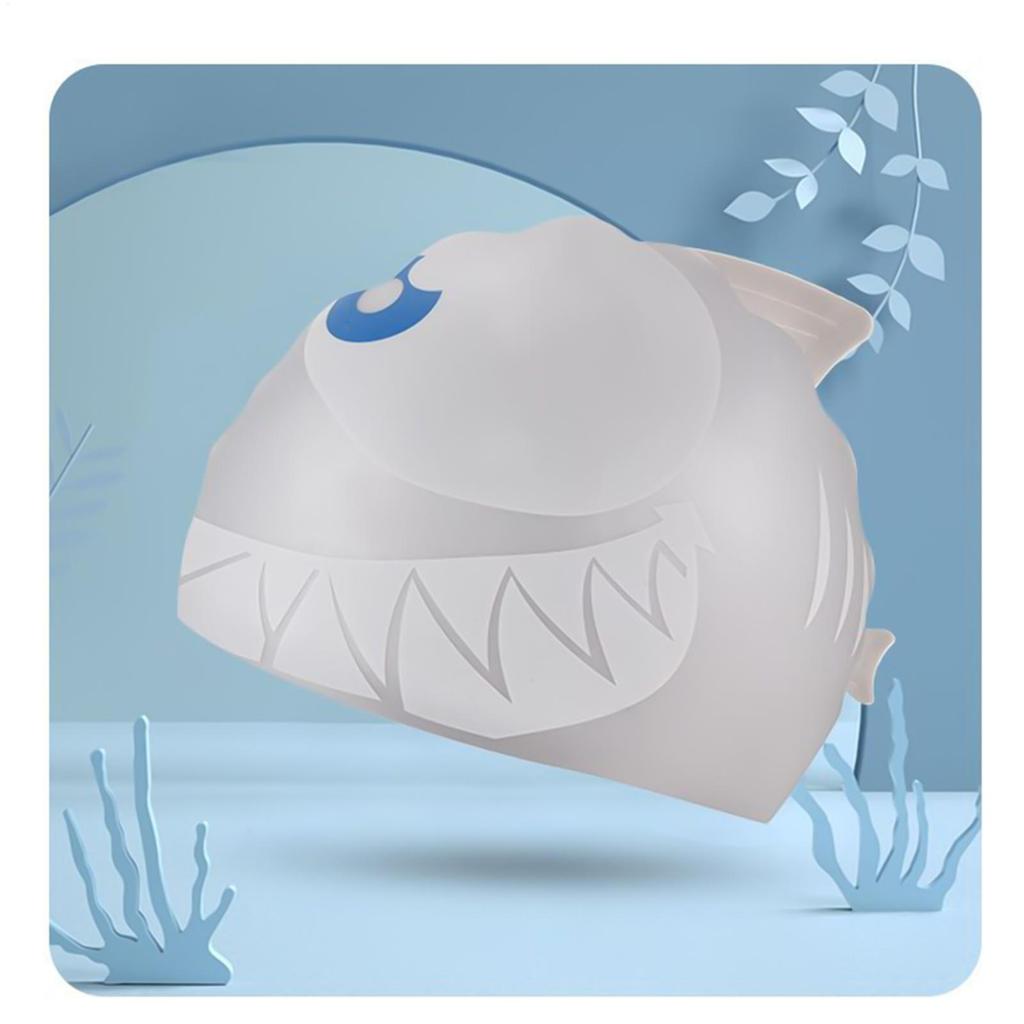 Swimming Caps Swim Hat Cartoon Fish Shark Silicone Waterproof Summer Pool Ear Protector For Girl Boy Baby Kids Children
