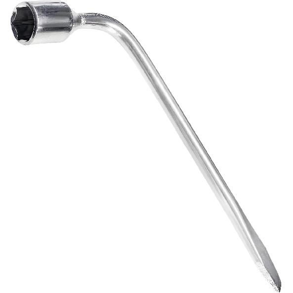 Car Spare Tire Wrench, 19mm L-Shaped Slotted End Socket Tire Replacement Tool for Jack, Heavy Duty Carbon Steel Hexagon Lug Wrench for Spare Tire