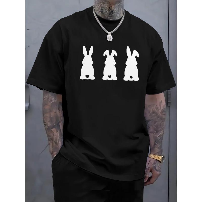

[Easter Bunny T-Shirt] Men s Summer Easter Bunny Print Short-Sleeve T-Shirt - Fashionable Versatile High-End Popular Trendy Short-Sleeve Top 4XL