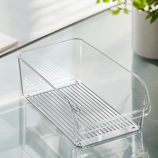 Refrigerator Storage Box, Large Opening Design Transparent Storage Bin, Food-Grade Crisper Box for Kitchen Cabinet Pantry Organization