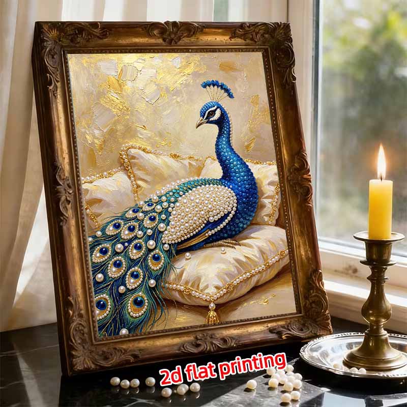 Frameless DIY Pearl Bead Painting Kit Majestic Peacock Pattern Creative Relaxing Craft Canvas Home Decor Adult Gift