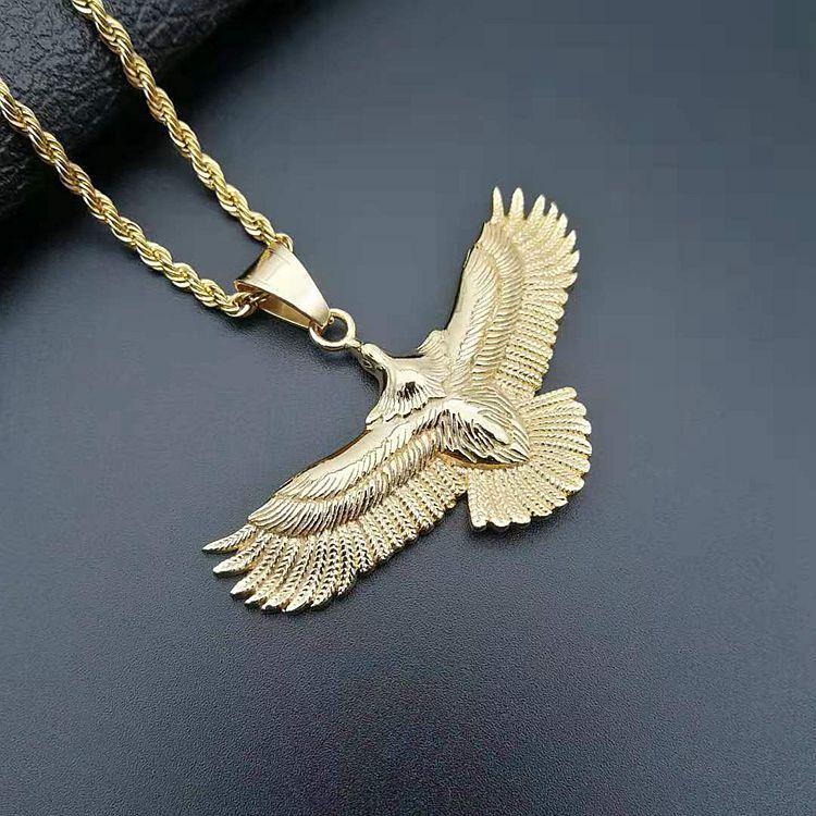 European and American Cross-border, Retro Punk Jewelry, Polished Smeared Eagle Pendant Pendant.