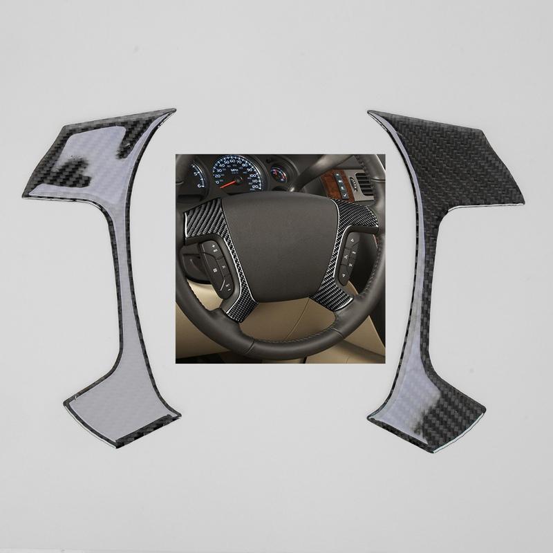 

1 Pair Car Interior Steering Wheel Button Cover Trim Fit for Silverado Sierra GMC Yukon Black Carbon Fiber