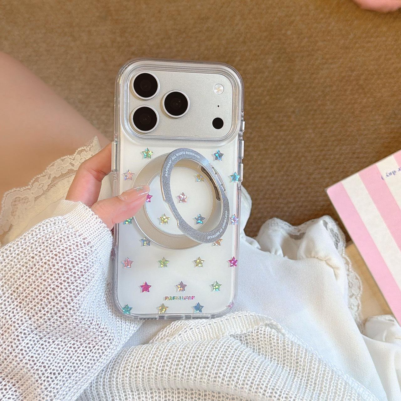 

Colorful Star Stand Holder Case for iPhone 17 Pro Max/Apple 16/15 Female Apple 15 Pro