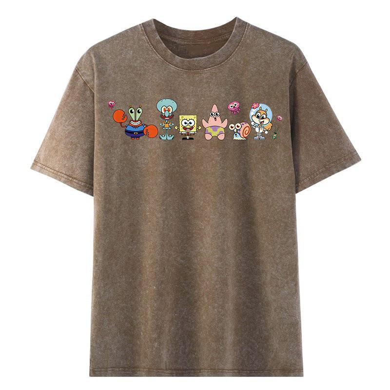 Unisex Washed Distressed Oversized Short Sleeve Retro Cotton T-shirt