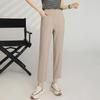 Damen Sommer High-Waist Elastische Gerade Bein Capri-Hosen