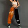 Plus Größe Kontrastfarben Hip Hop Lose Jogginghose Frauen Hohe Taille Lose Beiläufige Harem Hosen