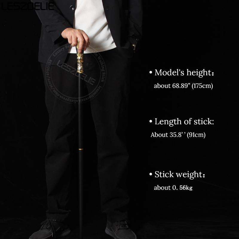 Gold With Black Luxury Pattern Straight Handle Walking Stick For Man Fashionable Canes Woman Detachable Cosplay Party Sticks