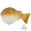 Aquarium Puffer Fish Luminous Simulation Rubber Fish with Suction Cup for Fish TanksOrange