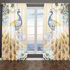 Elegant Noble Gold Blue Peacock Pattern Printed Curtains Window Decoration Home Room Curtain Polyester