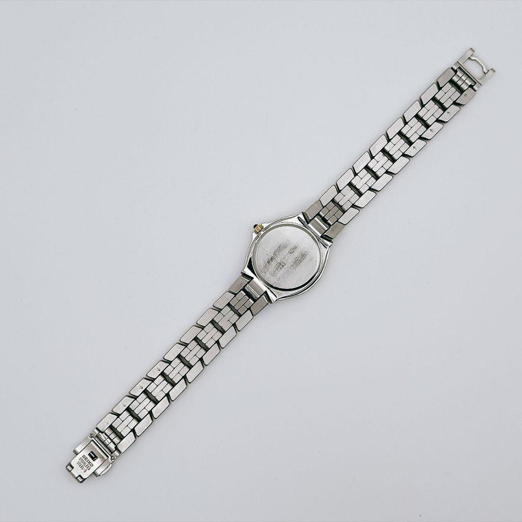 Used Vintage SEIKO Exceline Bangle Watch, Combi, Black Dial, Working, Battery Replaced
