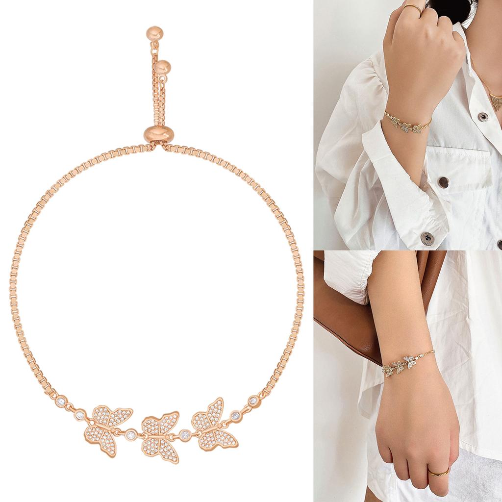 Elegant Butterfly Metal Bracelet Fashionable Hand Chain Wrist Adjustable Wedding Party Bracelets for Women and Girls