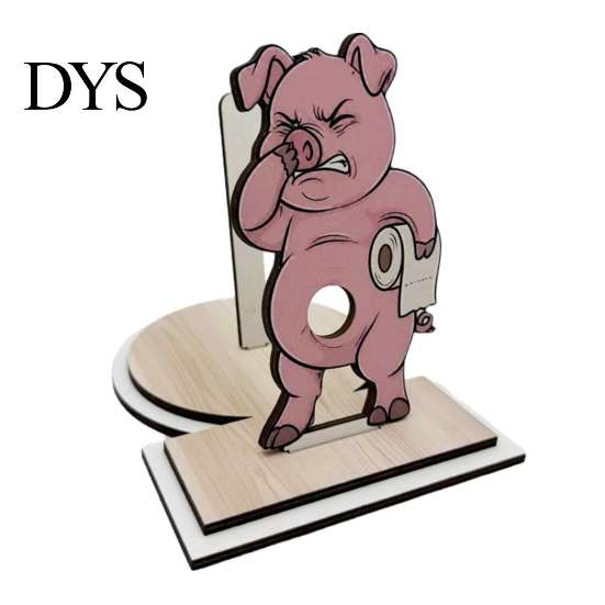 Wooden Paper Towel Holder Roll Holder, Creative Animal Shape Dispenser, Vertical Stable Tissue Unique Housewarming Gift Rack, Solid Wood Stand
