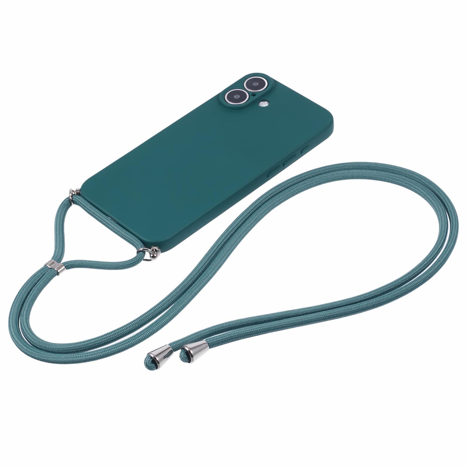 

For iPhone 16 Plus Crossbody Case TPU Protective Phone Cover with Soft Fiber Lining Red