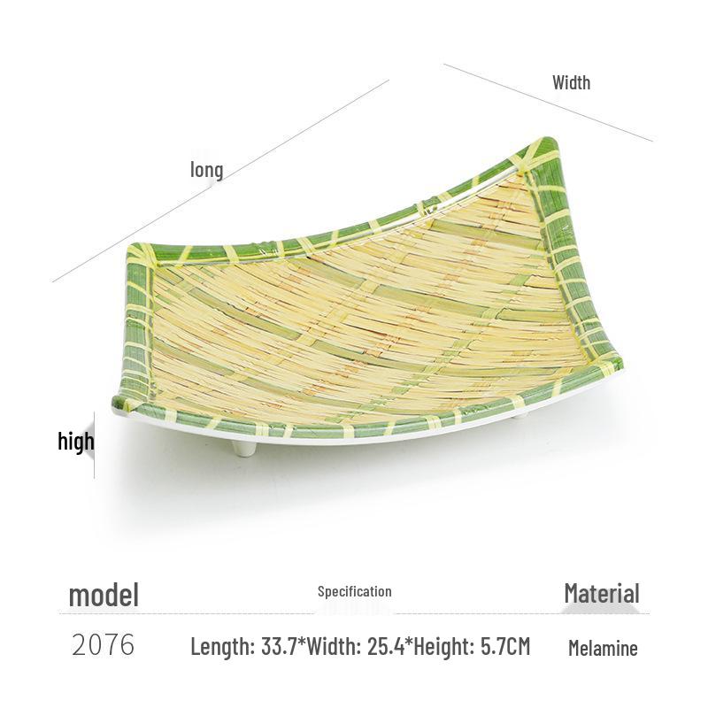 Kreative Melamin-Platte im Bambus-Web-Stil für Hot Pot, Grill und Dessert-Servieren