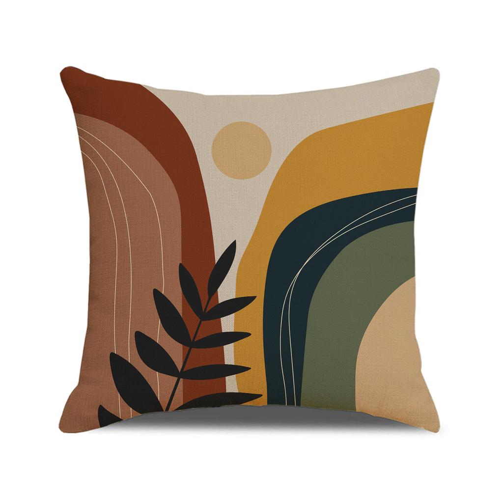 Wind Printed Pillow Case Indoor Bay Window Decoration Square Geometric Cushion Linen Abstract Simple Sofa Pillow
