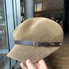 2025 Octagonal Cap Straw Women Summer Thin Newsboy Cap Painter Adjustable Rope Knitted Beret Mesh Breathable Beach straw hat