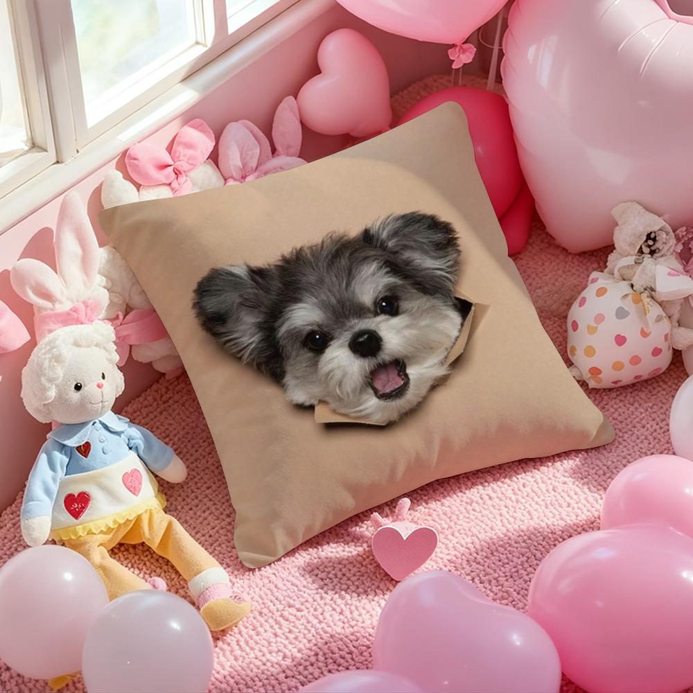 Cute Naughty Cute Cats Dogs Cushion Cover Pattern Printed Pillowcase for Living Room Sofa Cushion Cover & Bedroom Decor