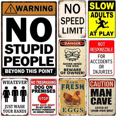 Warnschilder aus Metall im Vintage-Stil, „No Stupid People Beyoud this Point“, Wanddekoration für Zuhause, Bars, Garagen, Cafés, Clubs, Männerhöhlen, Pubs, Retro