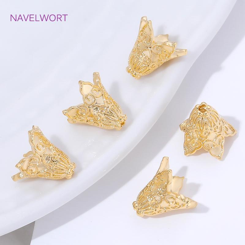 2/4/6 Pièces Laiton Plaqué Or 18K Embouts Espaceurs Perles Pour Bracelets, Embouts Perles Fleurs, Accessoires Fabrication Bijoux DIY, Embouts Pour Perles