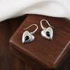 BF CLUB 925 Sterling Silver Heart Earrings For Women Trendy Simple Retro Black Earring Jewelry Prevent Allergy Party Accessories