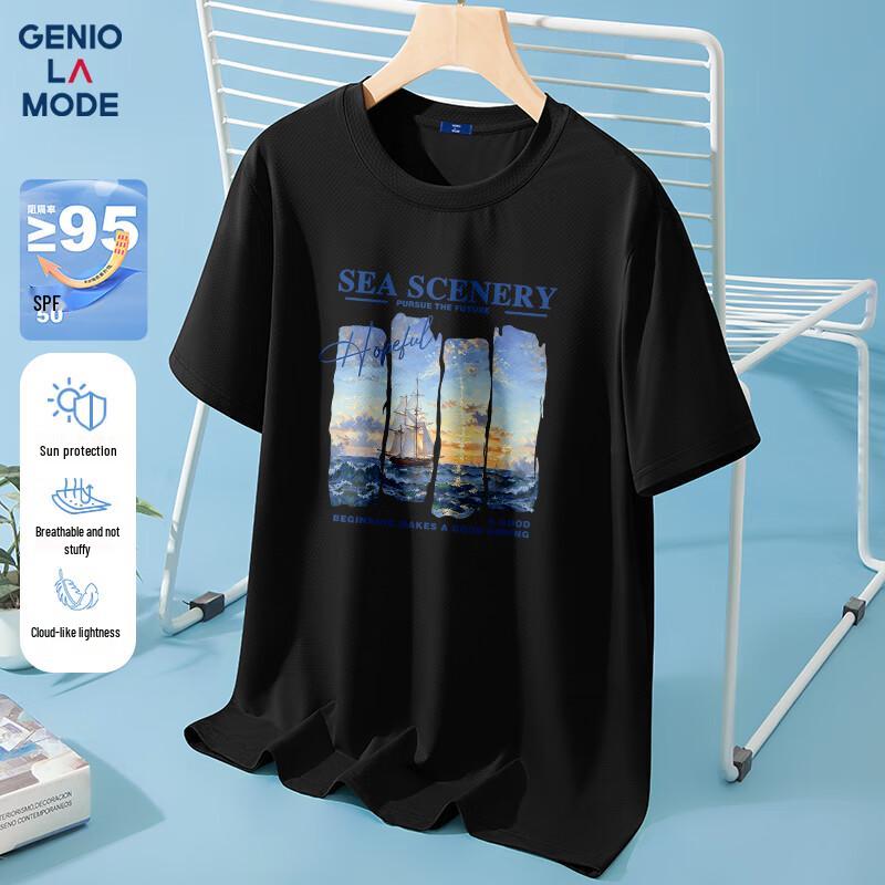 GENIOLAMODE Men s Ice Silk Quick-Dry Short Sleeve T-Shirt L