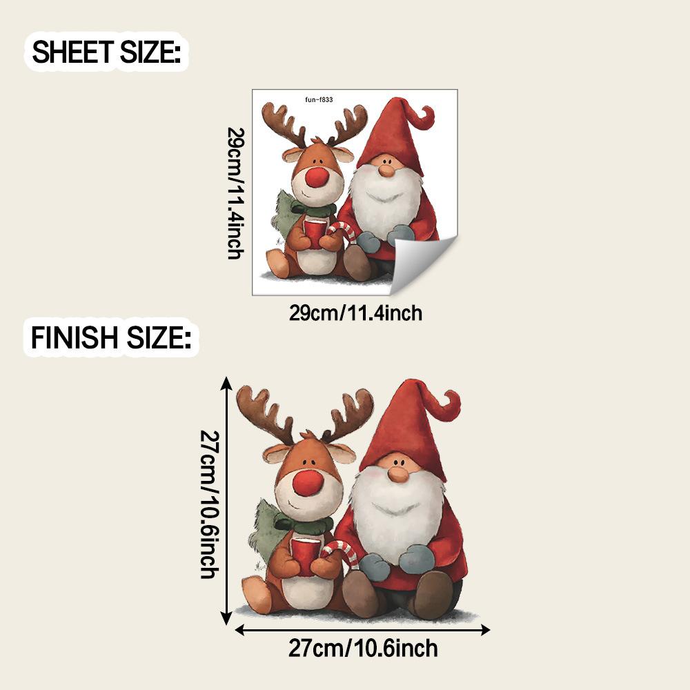 

Раскрашенный Санта-Клаус и Олени Наклейки для Украшения Стены Дома в Прихожей Гостиной