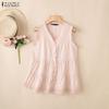 ZANZEA Damen Sommer Casual V-Ausschnitt Ärmellose Tanktops