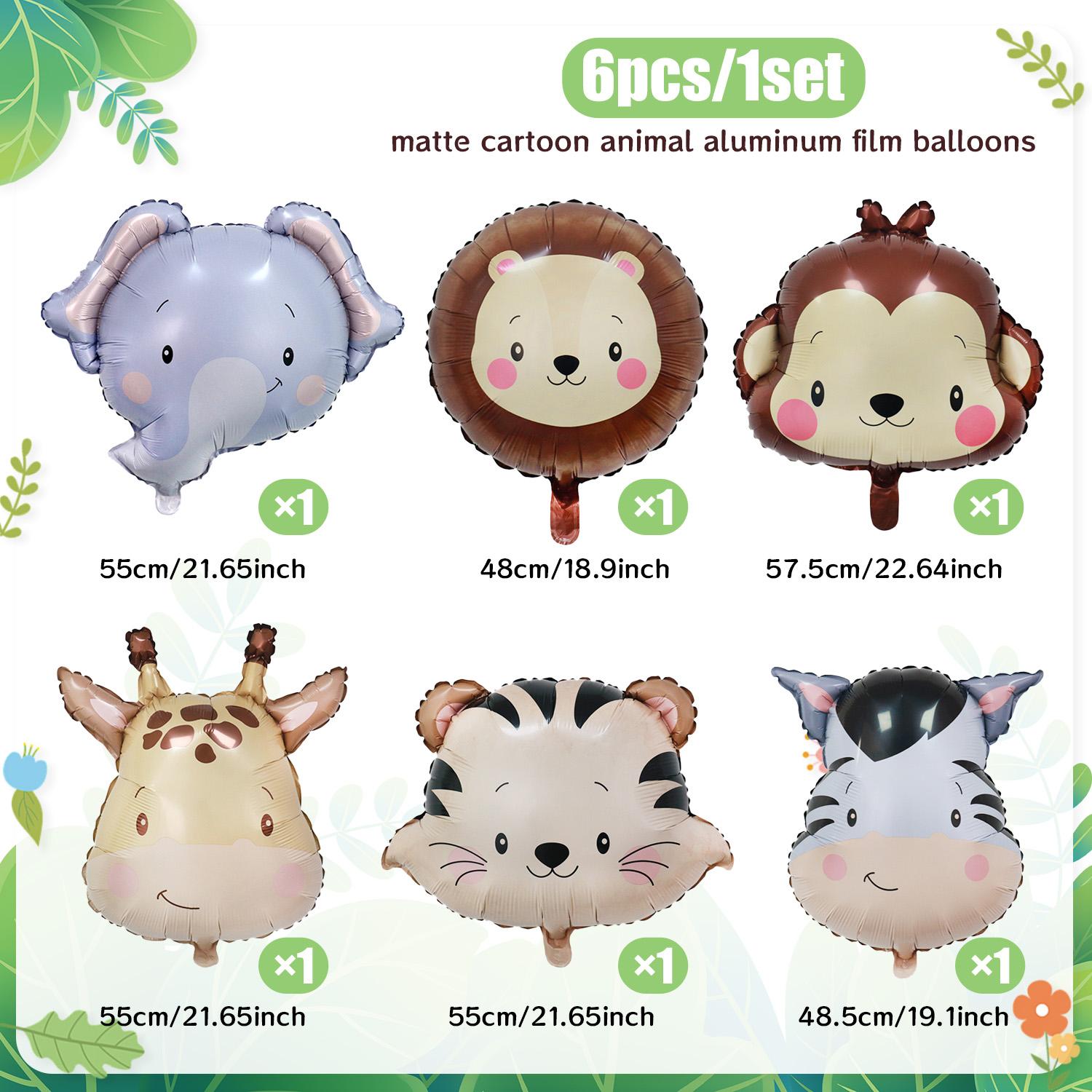 

6 шт. Мультяшный Матовый Животное Алюминиевая Пленка Воздушный Шар Тигр Лев Слон Жираф Шар Лесная Тема Вечеринка День Рождения Украшение Other