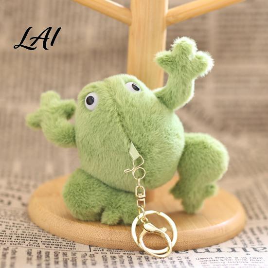 Small Animal Plushie Pendant Cute Frog Plush Keychain Soft Stuffed with Raised Paw Cartoon Gift for Kids Bag Charm Backpack Mini Doll Adults