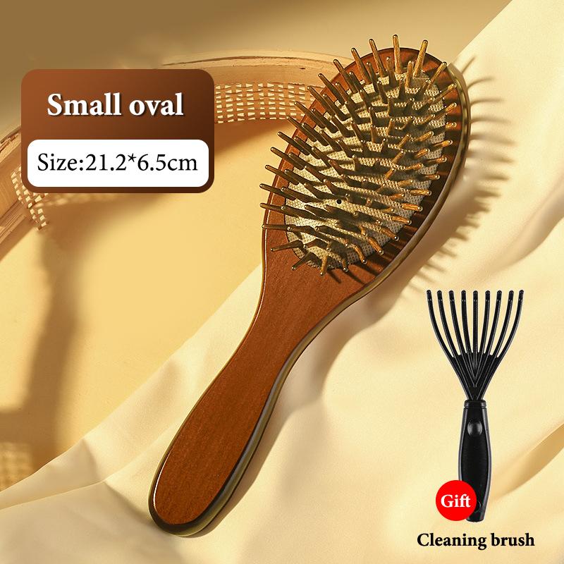 1Pcs Sandalwood Hand Carved Air Cushion Comb With Wood Teeth, Scalp Massage Brush For All Hair Types, Wooden Hair Styling