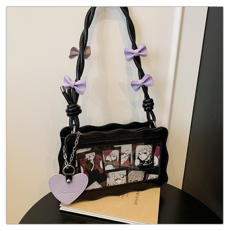 

New small crossbody shoulder bag transparent two-dimensional small food allowance daily commute bar leisure backpack чорний