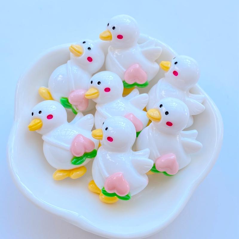10Pcs New Cute Resin Mini Cartoon Duck Series Flat Back Fit Phone Deco Parts DIY Embellishments for Hair Bows Accessories