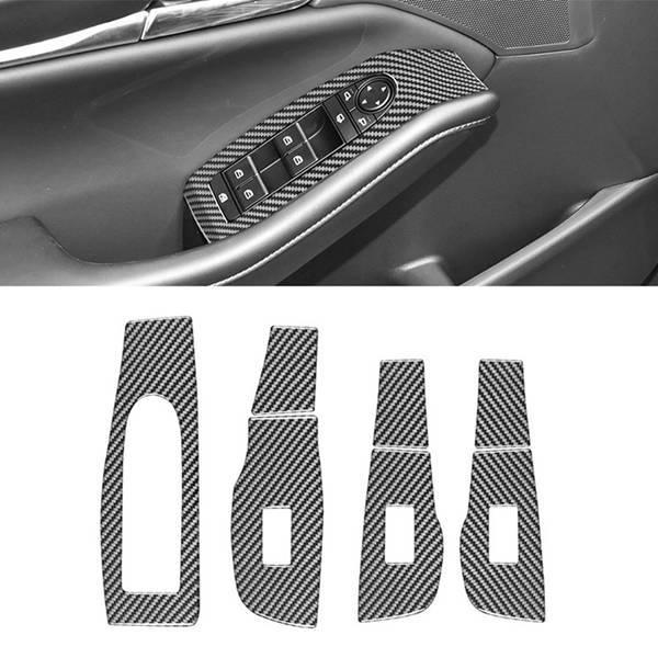 1 Set Carbon Fiber Pattern Soft Window Lift Switch Decorative Sticker