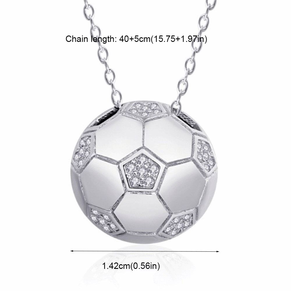 3D Football Necklace Rhinestone Soccer Necklace Creative Football Pendant Choker  Men