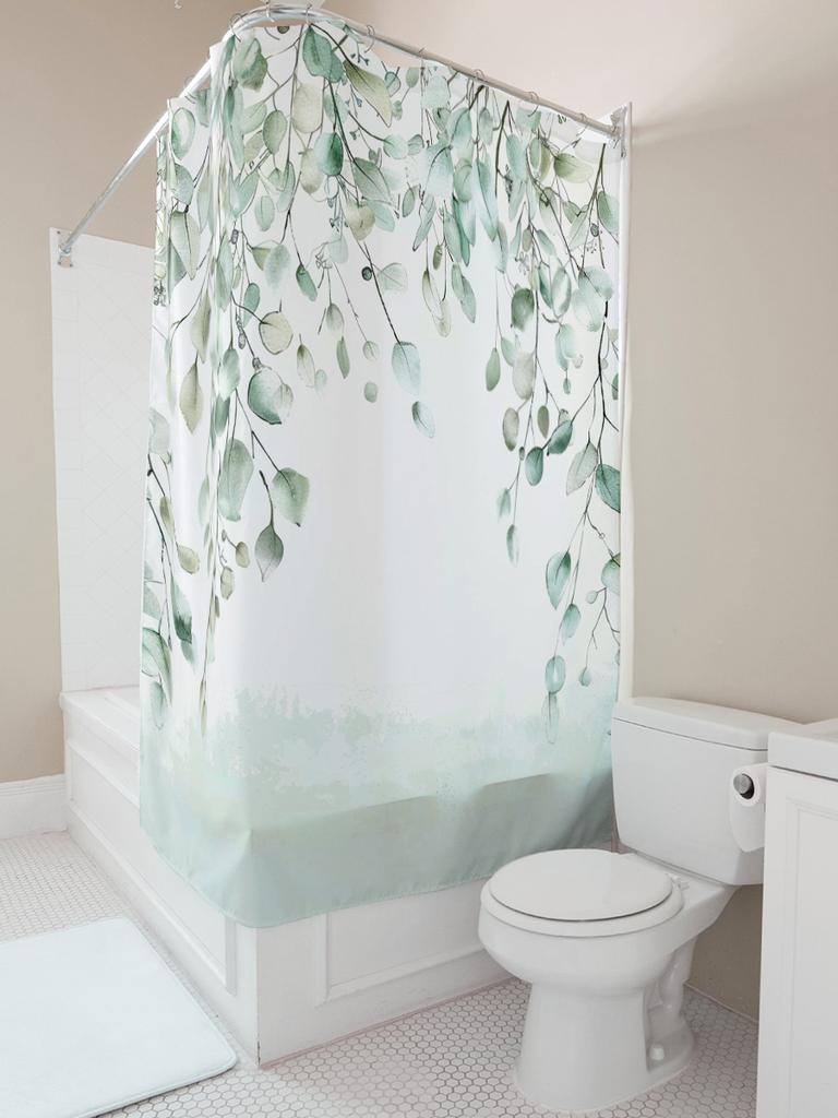 Minimalist Modern Green Plant Style Home Decor Shower Curtain Waterproof and Durable Easy to Clean and Maintain  Non Transparent