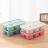 Microwavable Plastic Student Lunch Box, Rectangular 5-Compartment Bento Box, Multi-Size Meal Prep Container, 4 Color Set