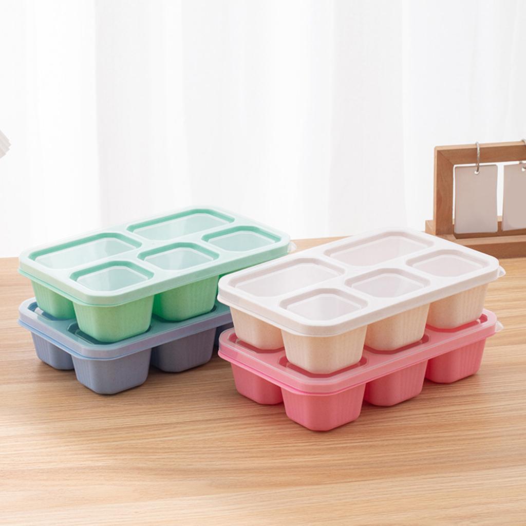 Microwavable Plastic Student Lunch Box, Rectangular 5-Compartment Bento Box, Multi-Size Meal Prep Container, 4 Color Set