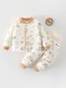 High-Waisted Baby Winter Clothing Set - Padded Two-Piece Cotton Underwear for Autumn/Winter