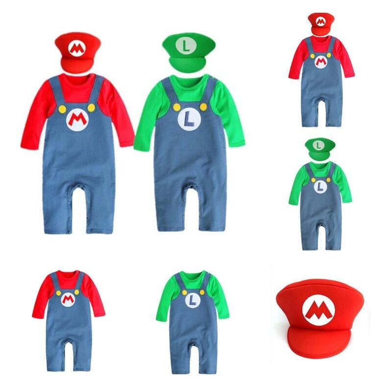 Super Mario Cartoon Cotton Onesie For Babies Cosplay Outfit For Boys And Girls