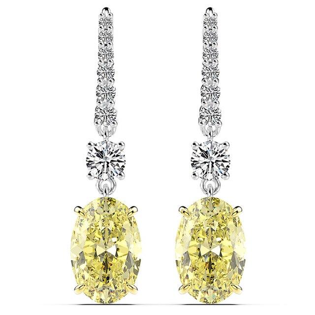 

100% стерлінгове срібло 925 проби 7 карат Муасаніт, цитрин, рожевий дорогоцінний камінь, висячі сережки, вишукані ювелірні вироби жовтий