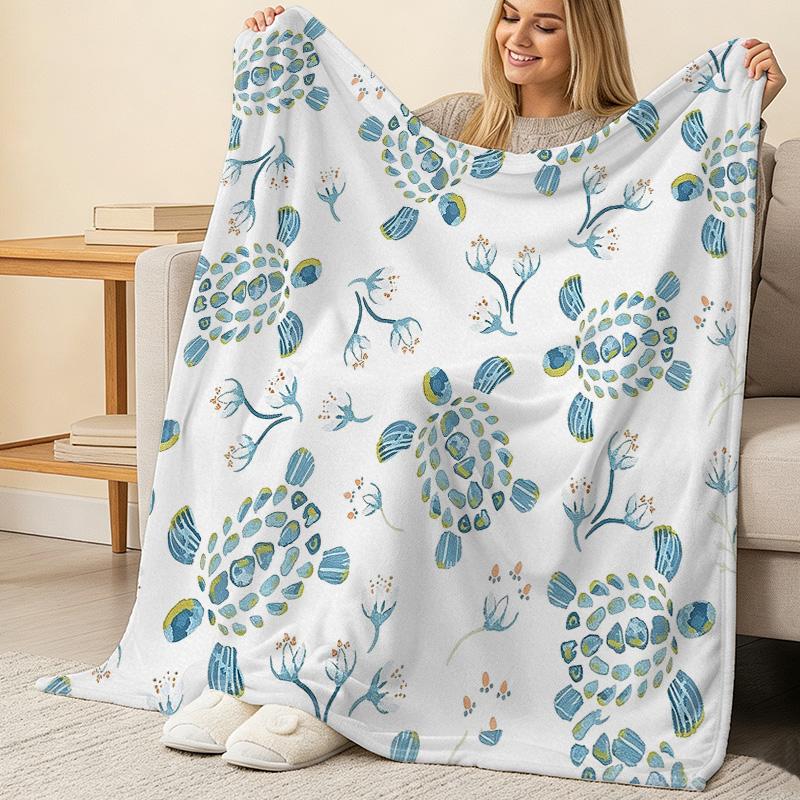 Lightweight Flannel Throw Blanket,Simple Floral Pattern, Soft & Cozy, Ideal for Home, Couch, Bedroom, Great for Christmas & Halloween