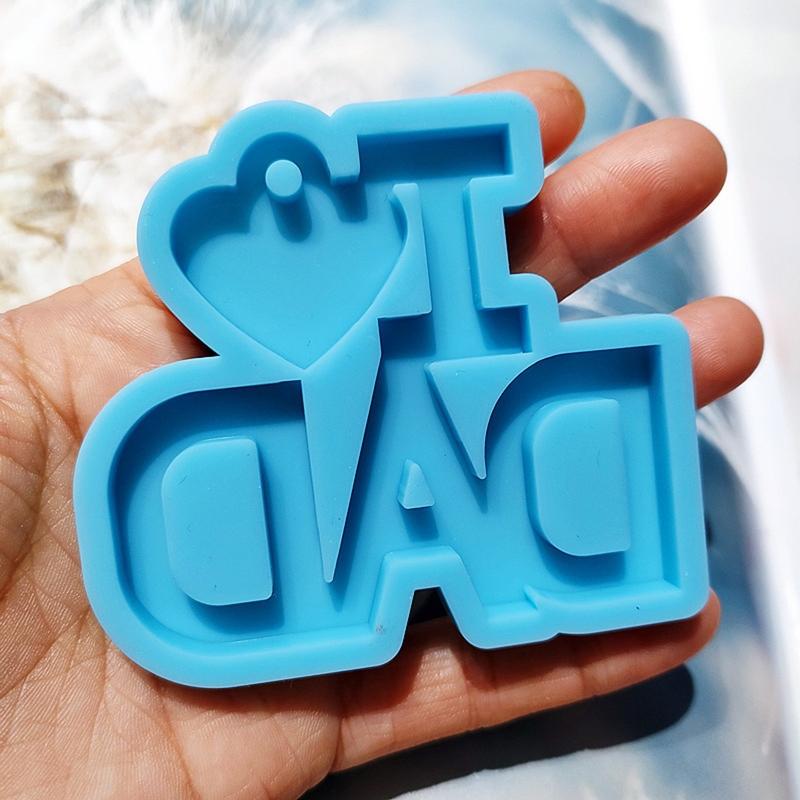 3 Pcs MOM DAD Love Charm Silicone Epoxy Resin Molds DIY Keychain Pendant Jewelry for Mother's Day Father's Day Craft