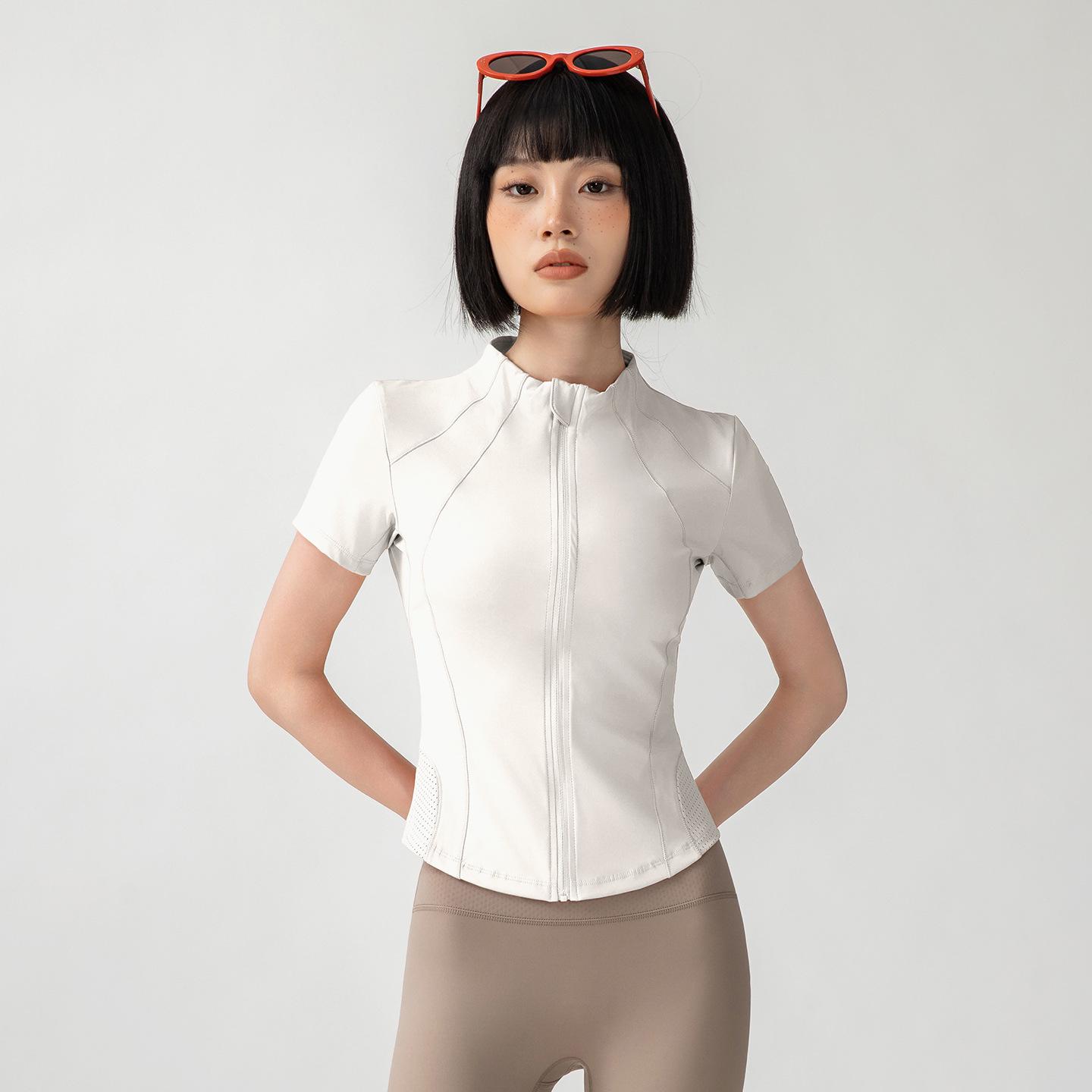 Women s 2026 Stylish High-End Summer Yoga Fitness Wear - Short Sleeve S слоновая кость