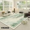 Sage Green Minimalist Bordered Area Rug, Soft Non-Slip Floor Carpet for Living Room, Bedroom  Modern Home