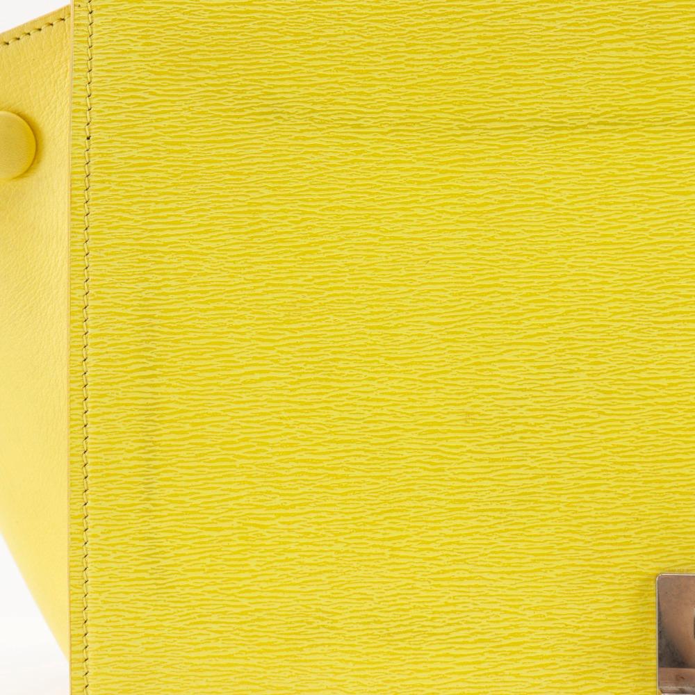 CELINE Trapeze Small Handbag 174683 yellow Calfskin Women Used