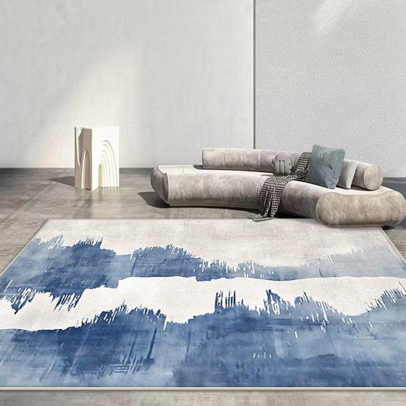 Nordic Abstract Carpet Living Room Rendering Decoration Sofa Blue Large Area Rugs Outdoor Active Non-slip Mat Customizable