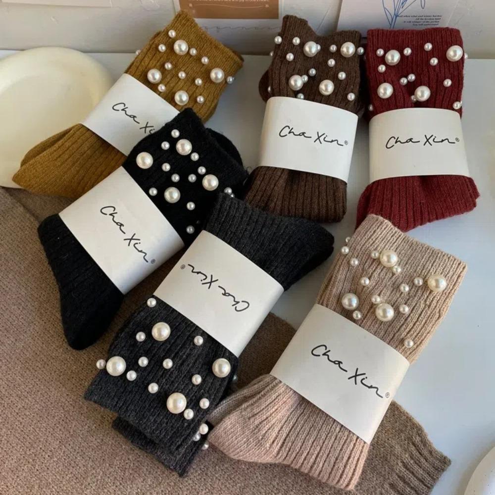 Solid Color Mid-Tube Socks Thicken Women Socks New Warm Socks  Winter